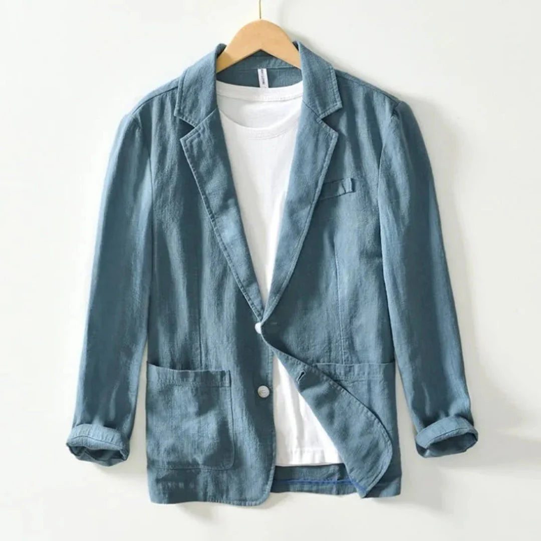 Diego casual linen blazer, lightweight unlined summer layer with breathable natural drape for men