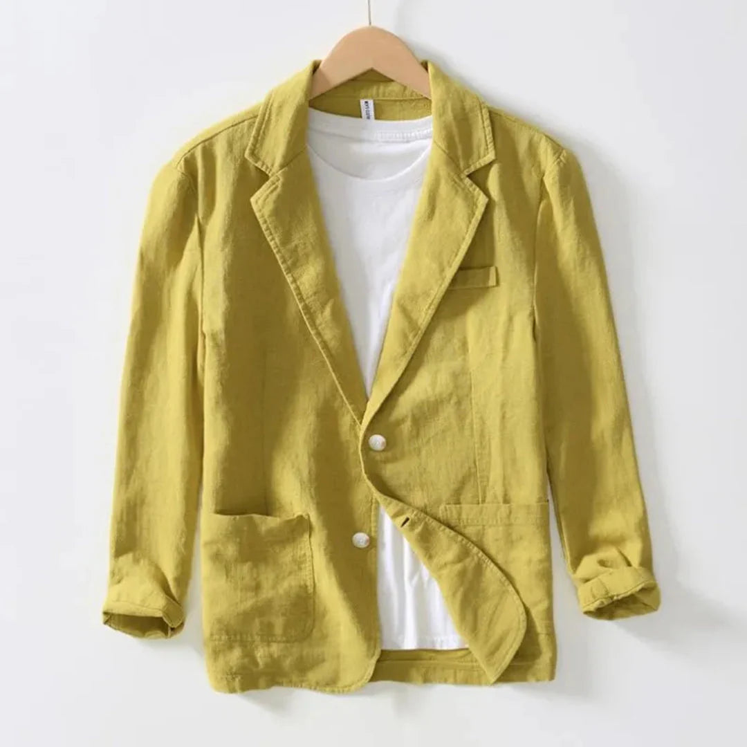 Diego men's casual linen blazer unlined breathable summer layer in neutral tailored slim fit