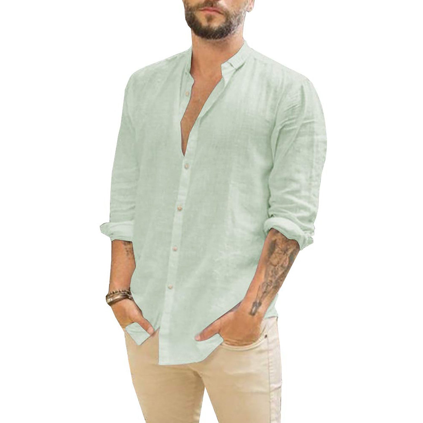 Damian men's solid linen shirt breathable slim-fit silhouette for casual to polished everyday wear