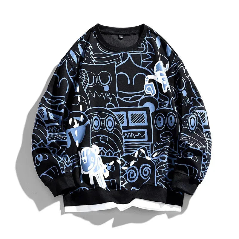 Relaxed fit graphic sweatshirt with bold hand-drawn doodle prints in premium cotton blend for art lovers
