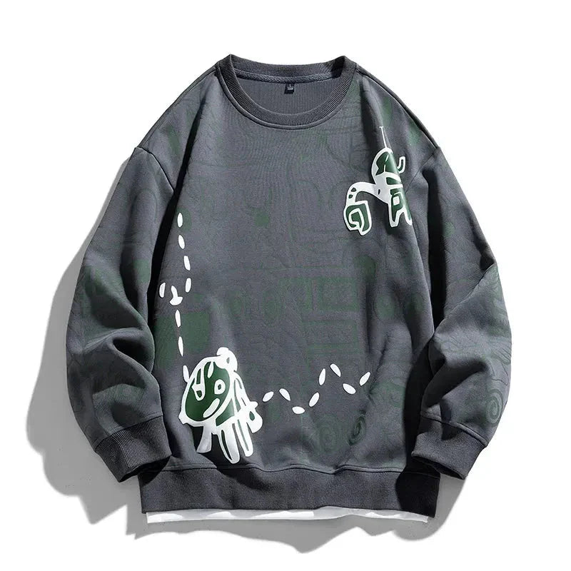 Relaxed fit graphic sweatshirt with bold hand-drawn doodle prints, premium cotton blend for art lovers