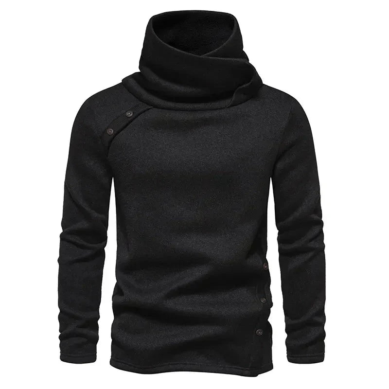 Women's ivory high-neck knit sweater with cozy sustainable fit and elegant collar for cold weather
