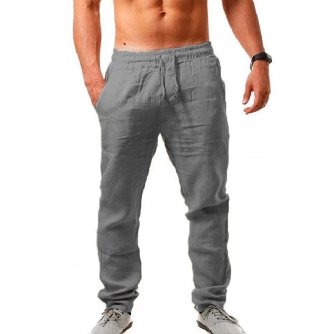 Men's breathable linen blend pants, ultra-lightweight relaxed fit for spring summer casual wear