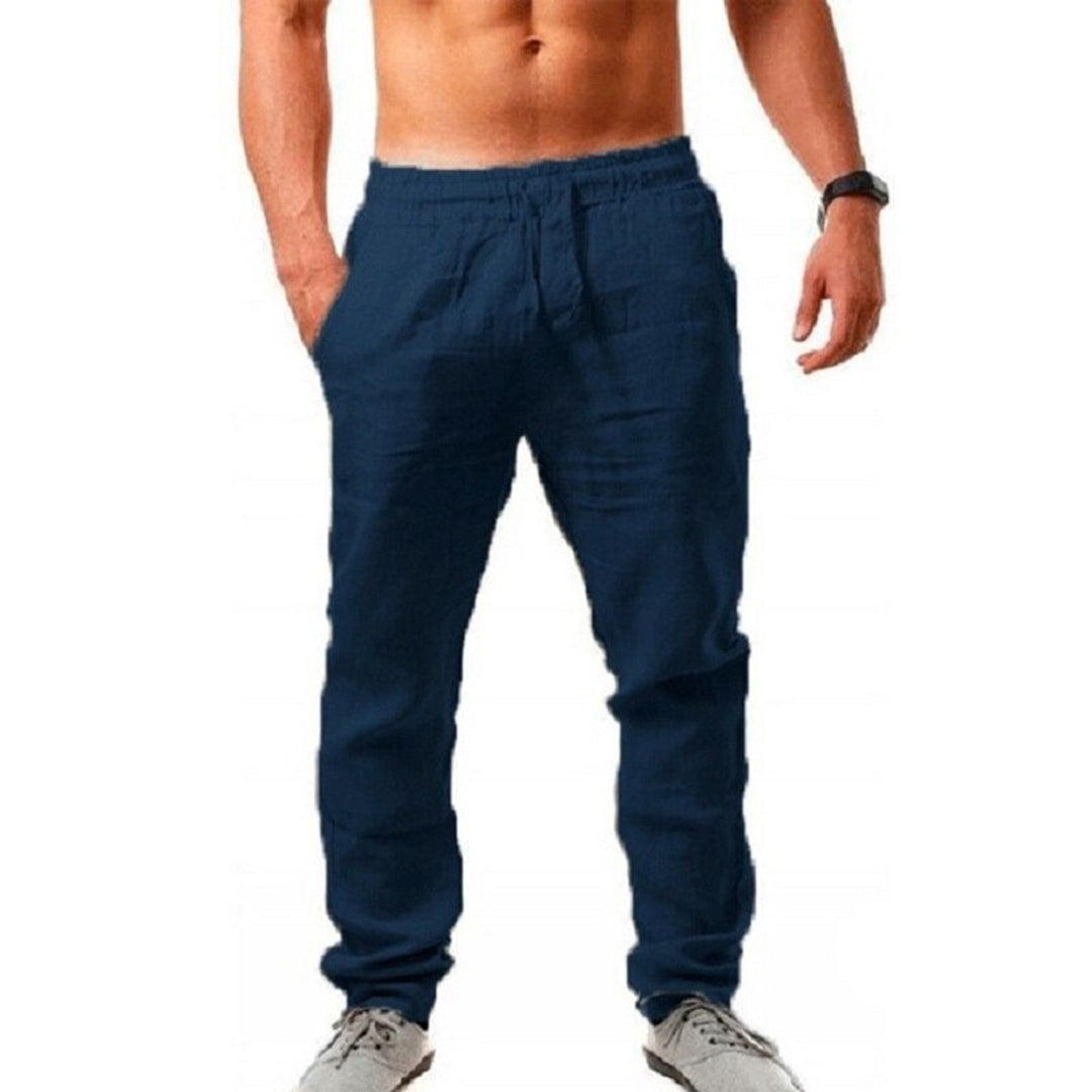 Men's breathable linen blend pants, ultra-lightweight relaxed fit for spring summer casual wear