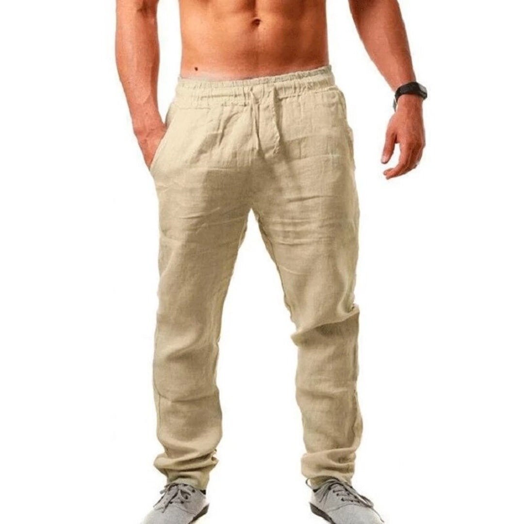Men's breathable linen blend pants, lightweight relaxed fit with airy drape for spring summer