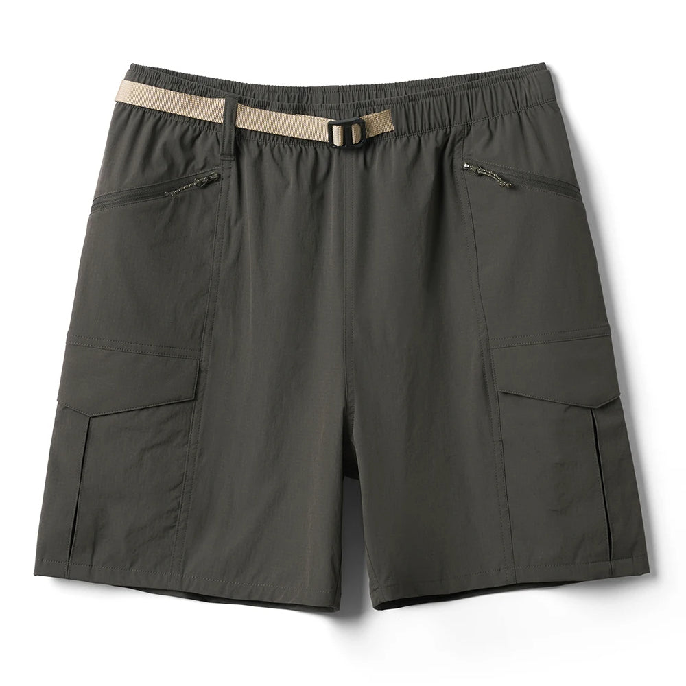 Driftstone men's khaki cargo shorts lightweight quick-dry nylon blend with multi-pocket design