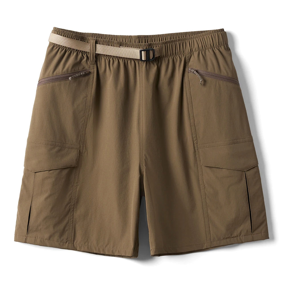 Driftstone men's khaki cargo shorts lightweight quick-dry nylon blend with multi-pocket design