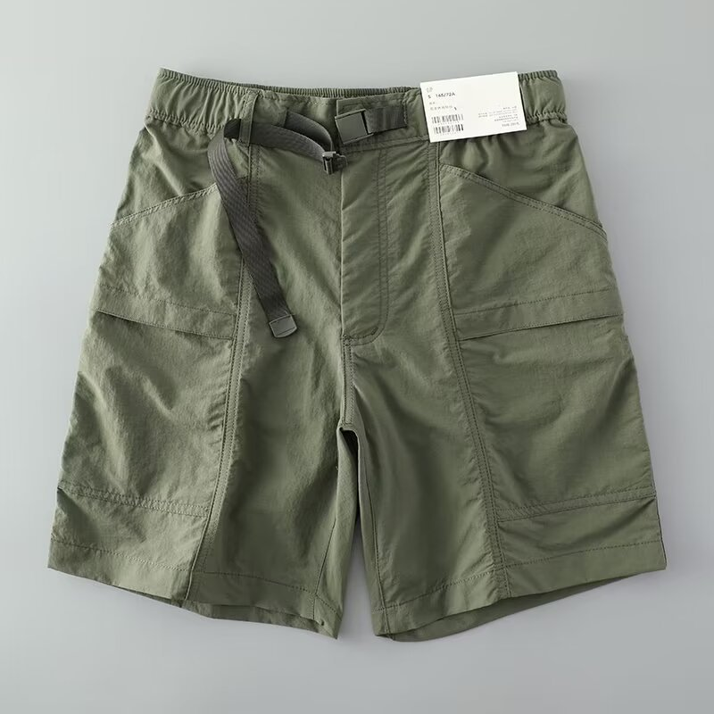Men's lightweight quick-dry active shorts with belted waist and deep pockets for running and outdoor use