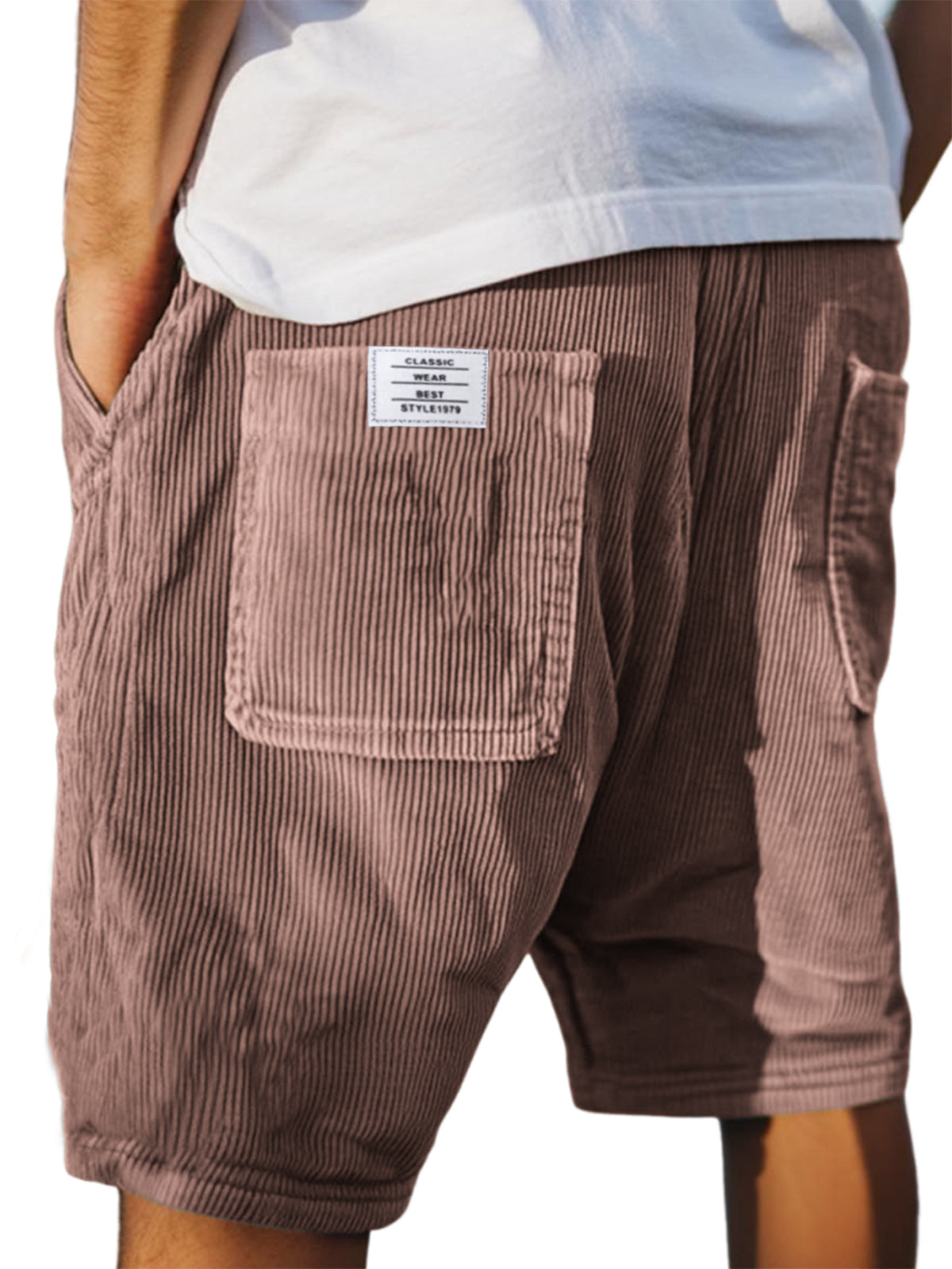 Men's textured jersey shorts with adjustable drawstring waistband, casual relaxed fit for everyday wear