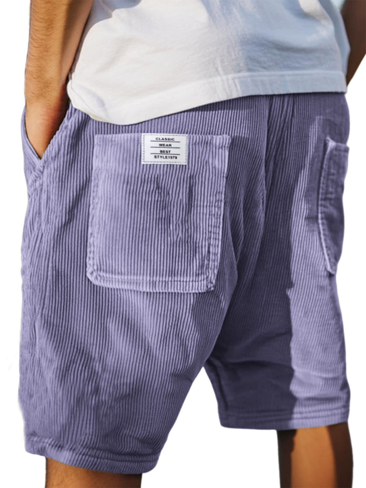Men's textured jersey drawstring shorts casual relaxed fit everyday comfort versatile style