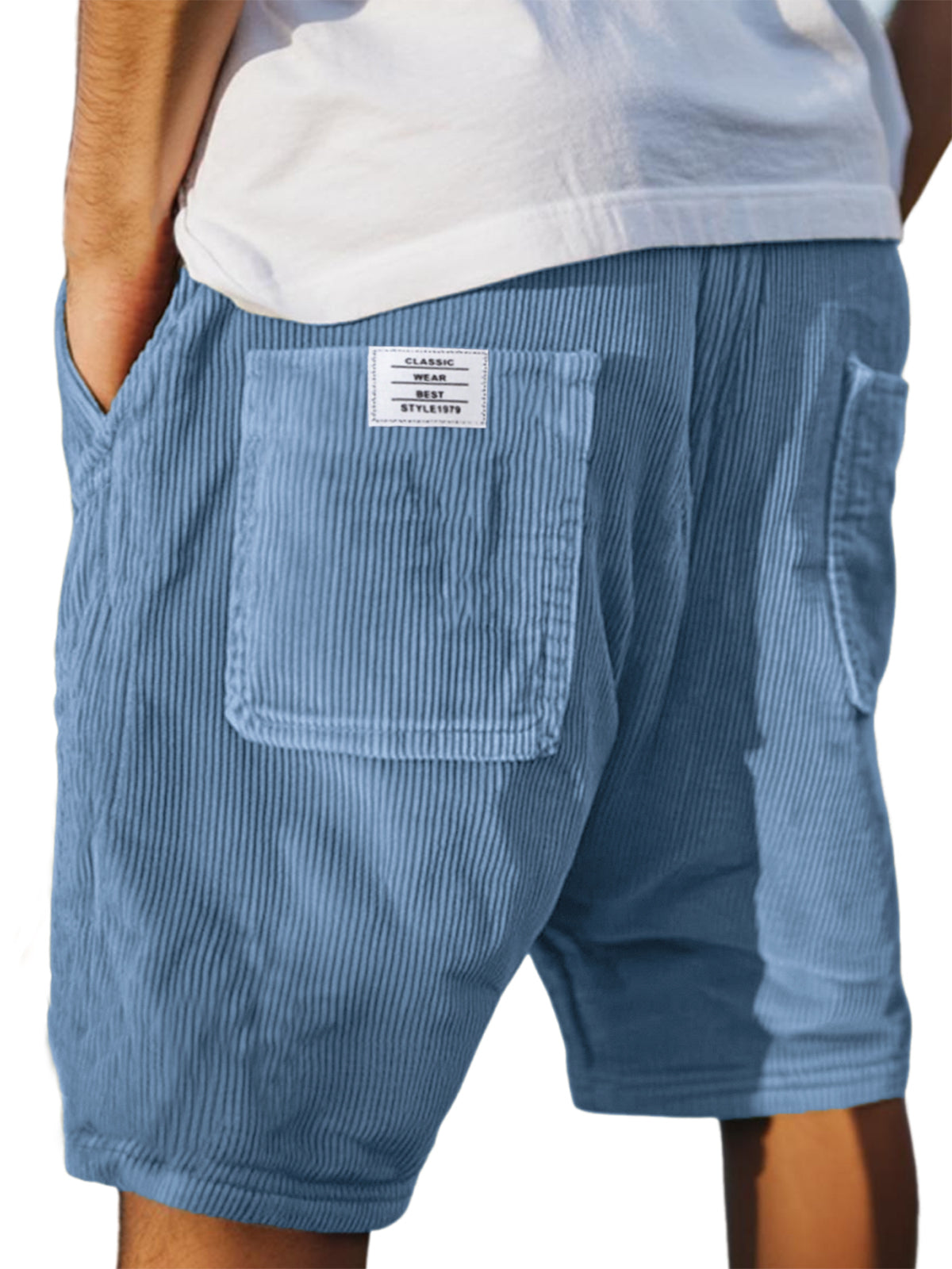 Men's jersey shorts with drawstring waistband, casual relaxed fit in textured fabric for everyday wear