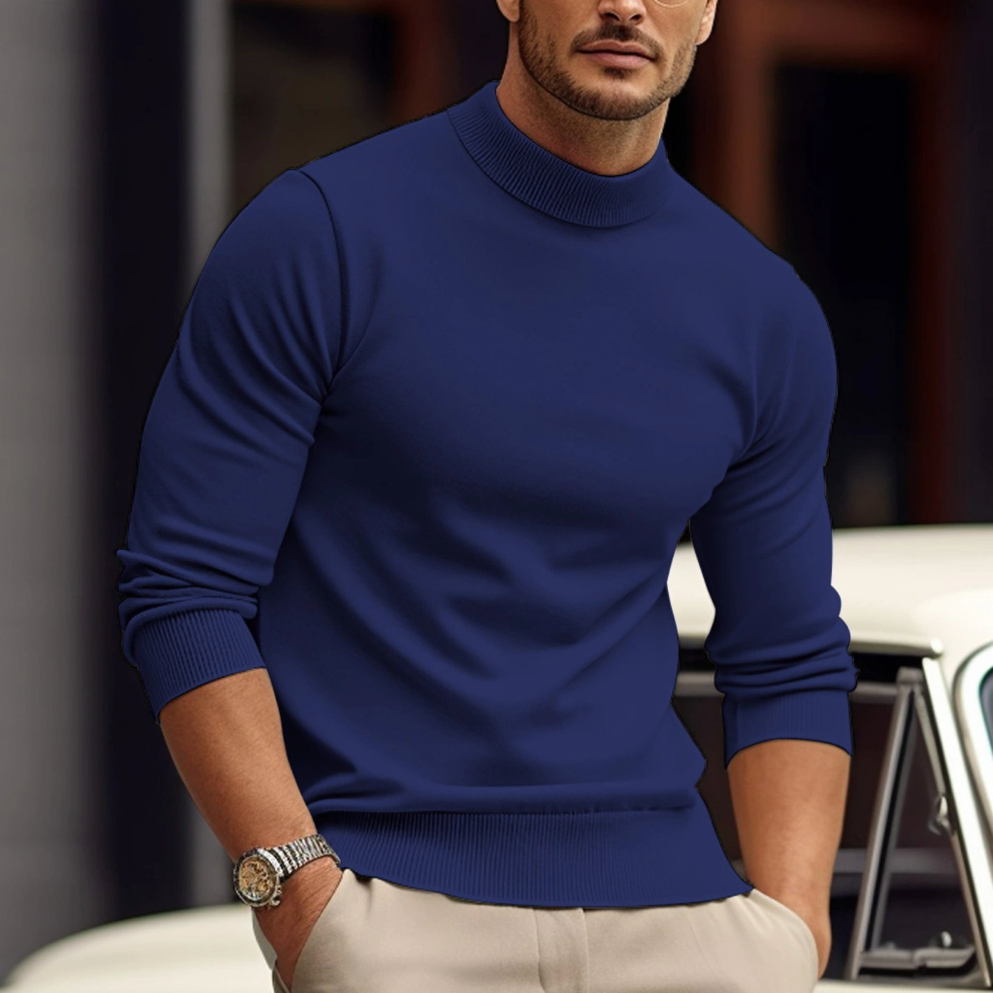 Men's soft cotton sweater breathable everyday wear elegant pattern versatile casual smart style