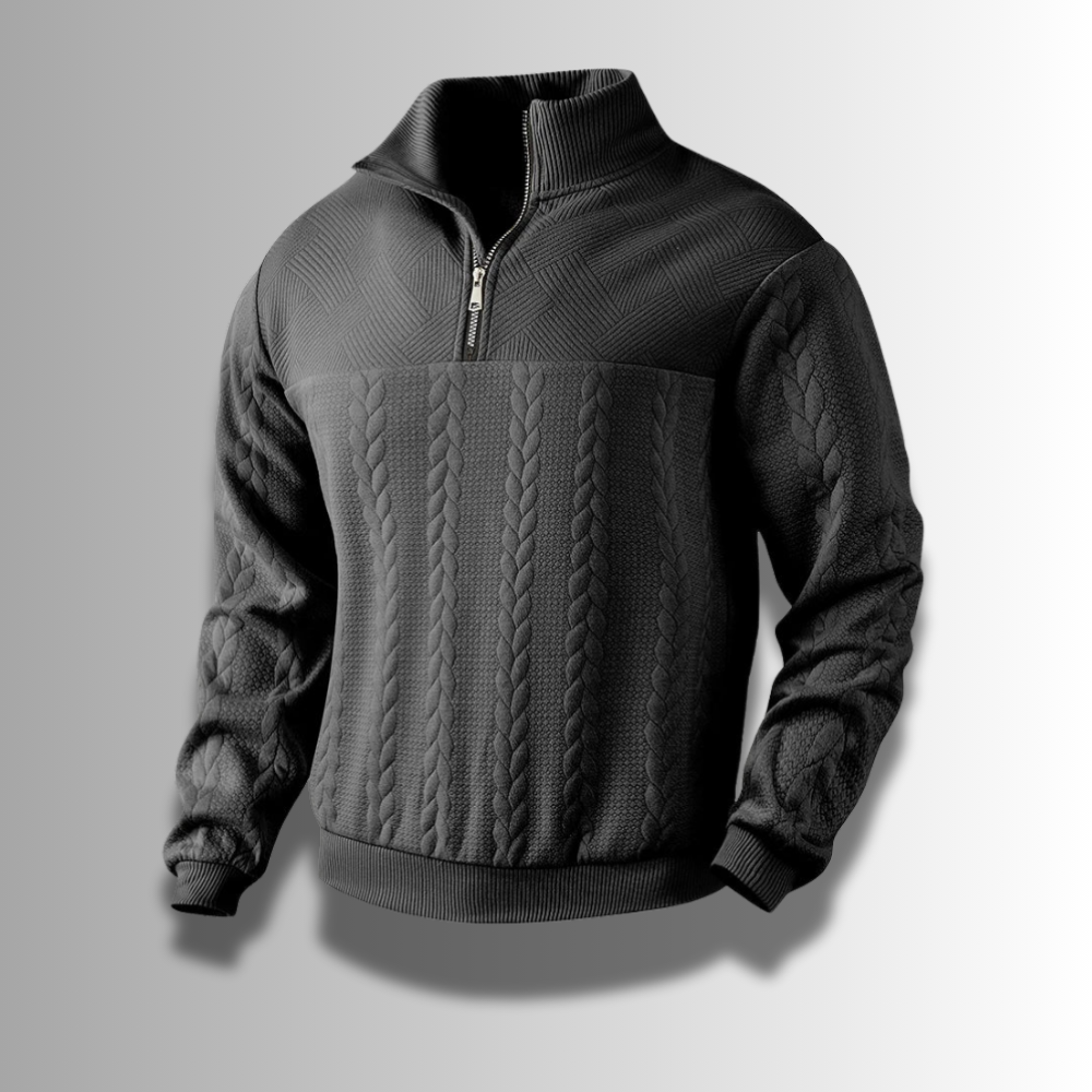 Men's merino wool zip-up sweater, slim fit, soft premium knit with full-length front zipper