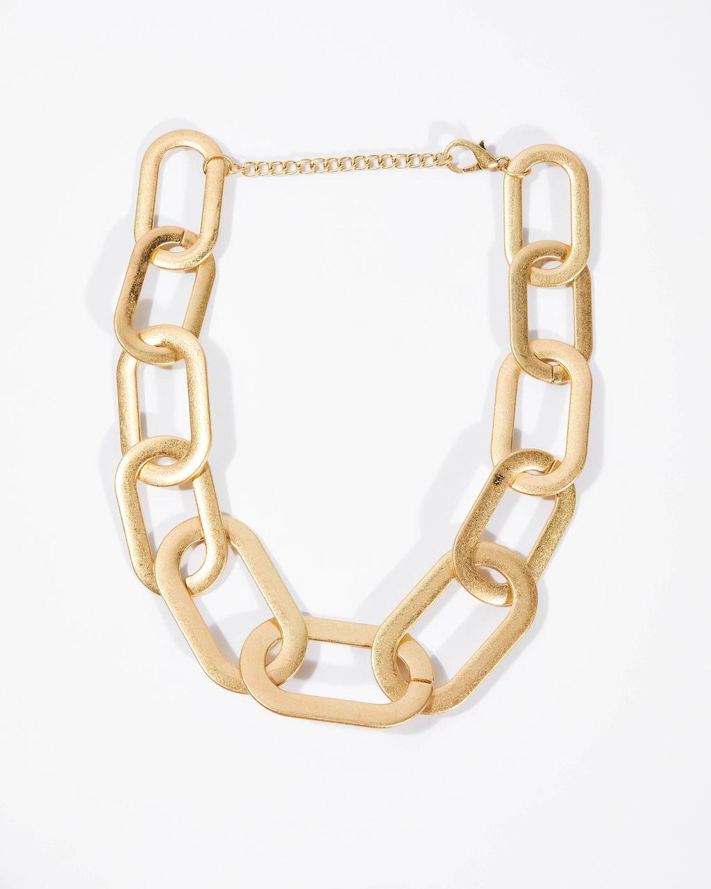 Ruben gold-plated large chain link necklace with adjustable lobster clasp, bold maximalist statement piece