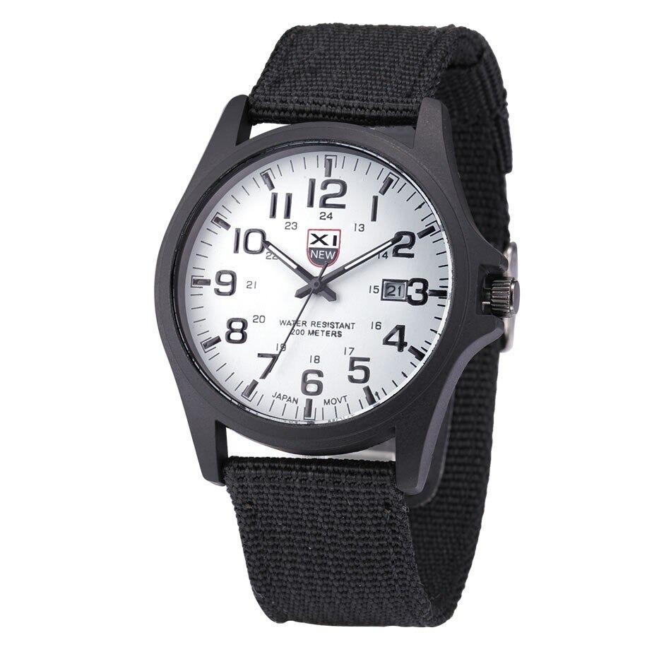 Men's tactical military analog watch 45mm stainless steel case luminous hands durable nylon strap outdoor