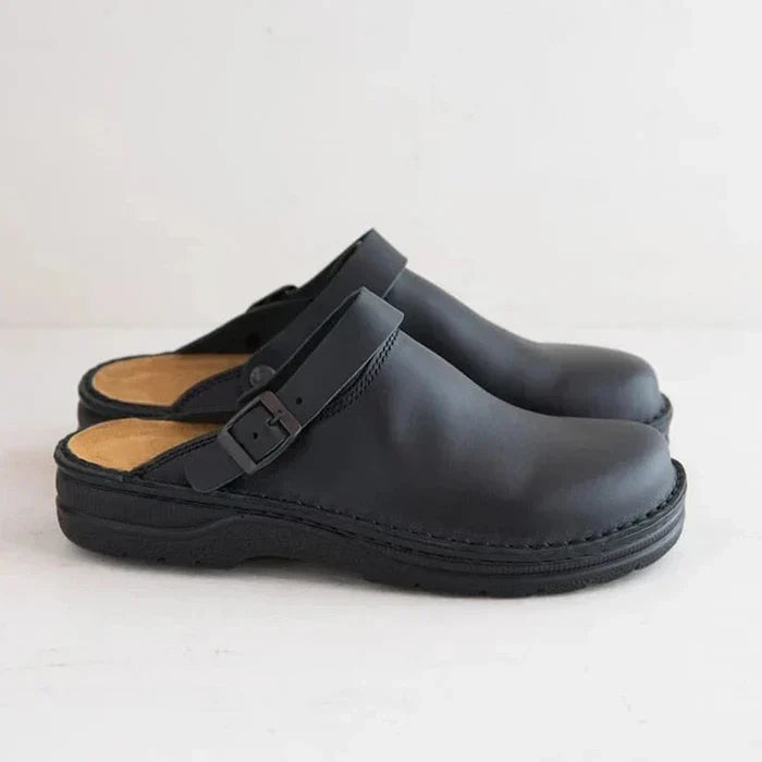 Arthur men's brown leather slipper clogs minimalist silhouette for casual and semi-formal style