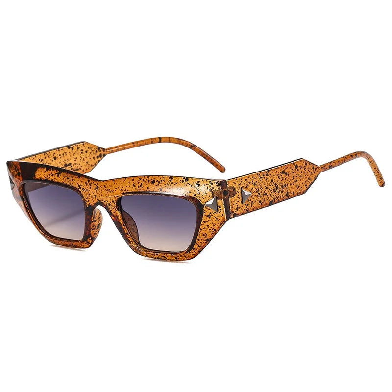 Eclipse Runway ultra-angular cat-eye sunglasses with metallic triangle temples for bold women