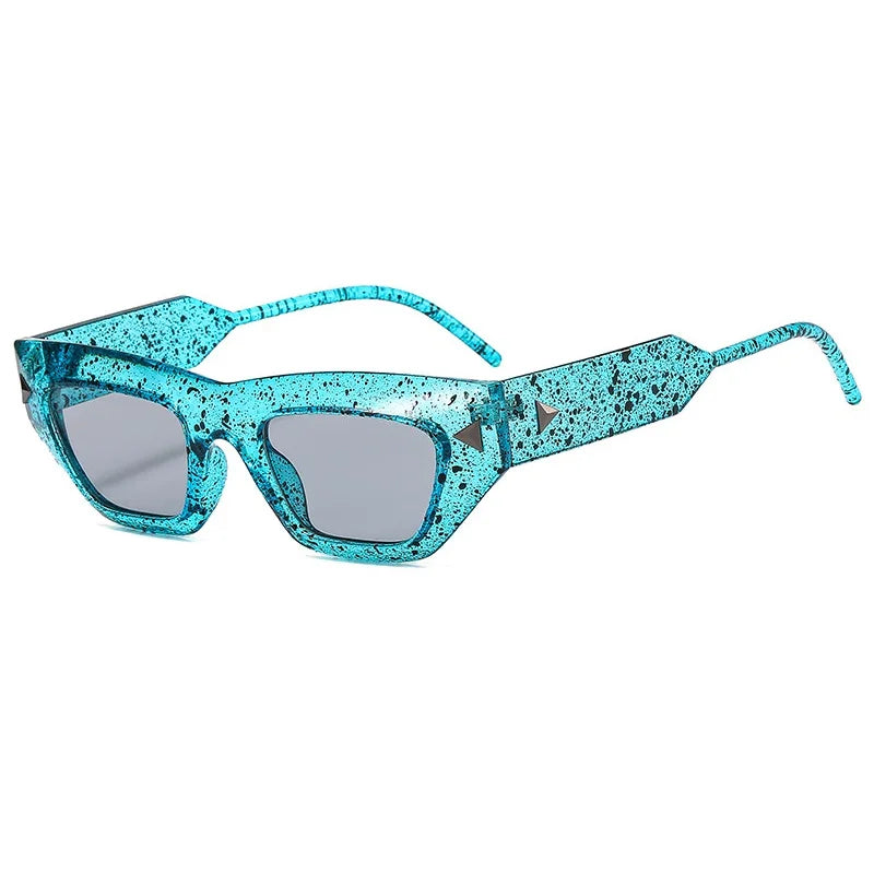 Eclipse Runway ultra-angular cat-eye sunglasses with metallic triangle temple detail for women