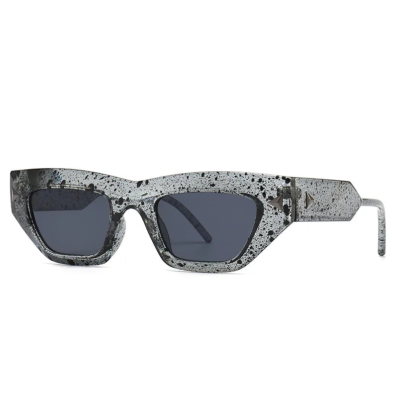 Eclipse Runway ultra-angular cat-eye sunglasses with metallic triangle temple detail for women
