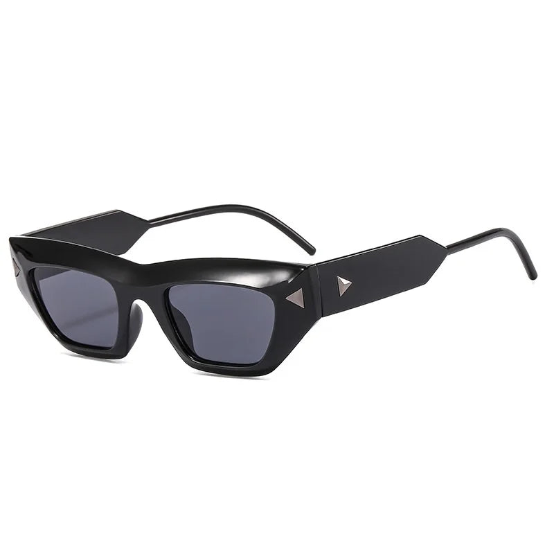 Eclipse Runway ultra-angular cat-eye sunglasses with metallic triangle temple detail for women