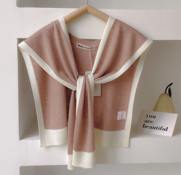 Emma striped knit shoulder shawl lightweight breathable layer for spring office wear women