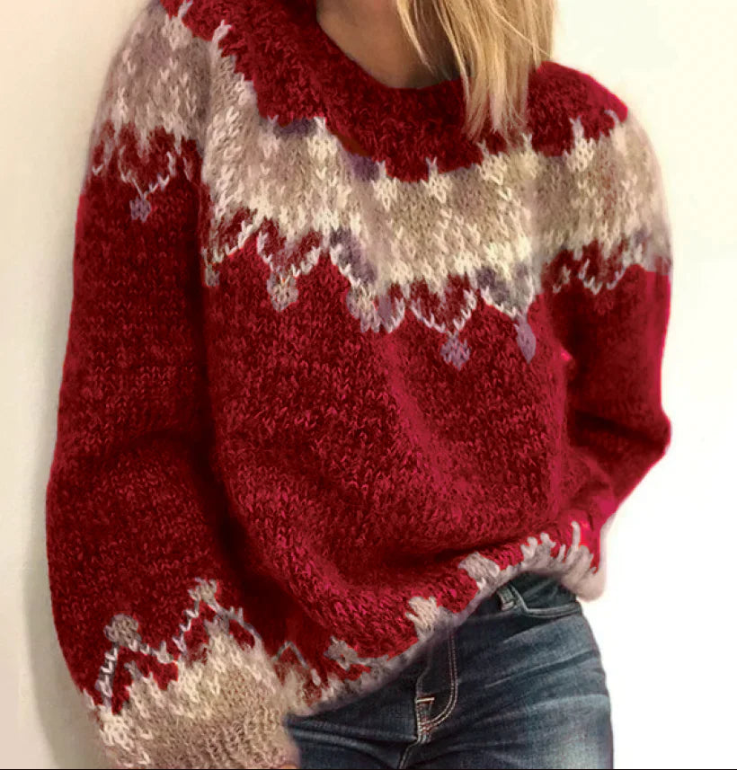 Women's relaxed fit Christmas sweater cozy festive holiday knit design for easy layering warmth