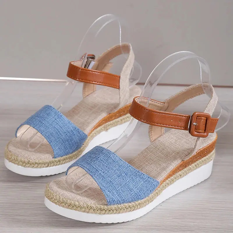 Women's elegant open-toe wedge sandals breathable summer footwear with height-boosting stable sole