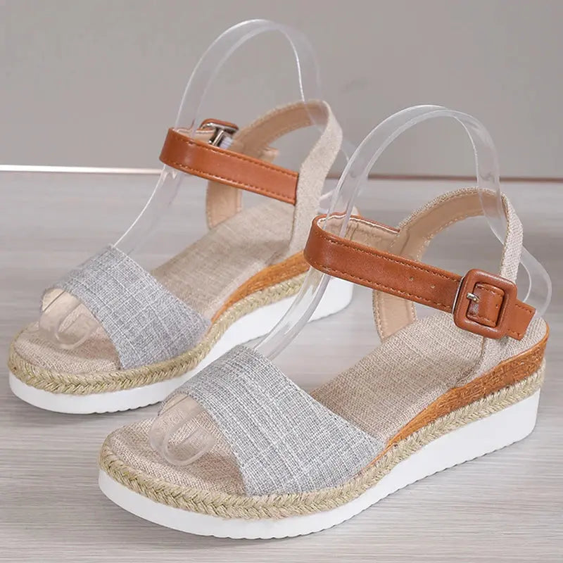 Women's elegant open-toe wedge sandals breathable summer footwear with height-boosting stable sole
