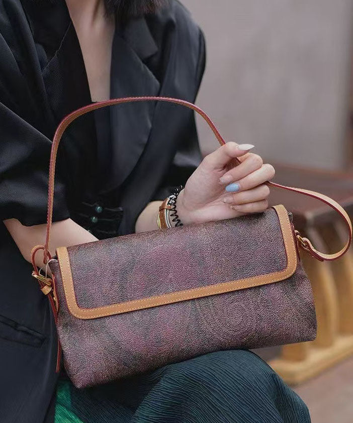 Sacs à bandoulière élégants en cuir durable jacquard chocolat - Urbann-Vibe