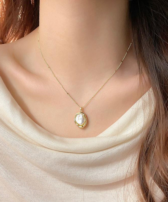 Collier élégant en alliage d'or 14 carats avec pendentif en perles - Urbann-Vibe