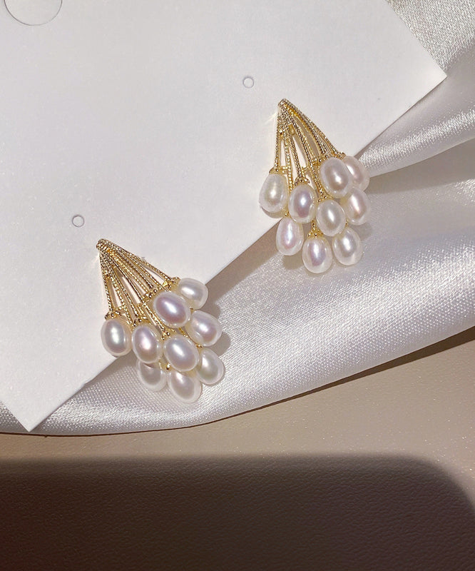 Boucles d'oreilles élégantes en or, cuivre et perles de raisin - Urbann-Vibe
