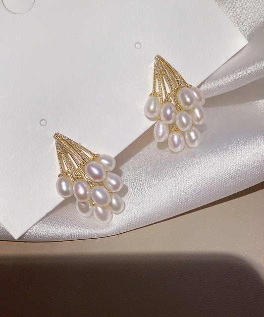 Boucles d'oreilles élégantes en or, cuivre et perles de raisin - Urbann-Vibe