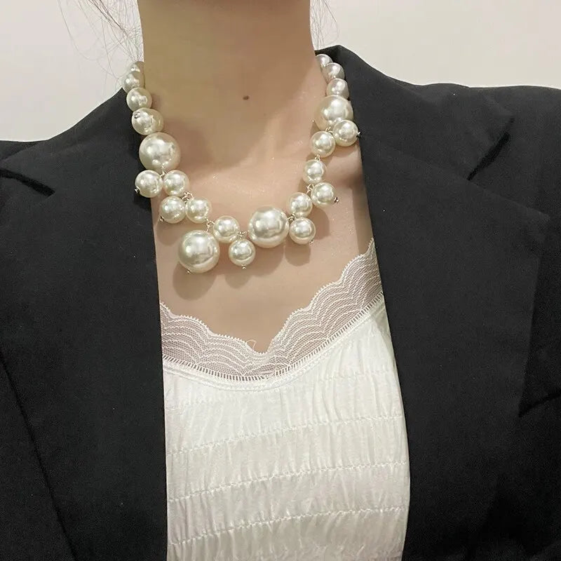 Chunky pearl statement necklace with elegant drop detail, timeless luxury jewelry for women