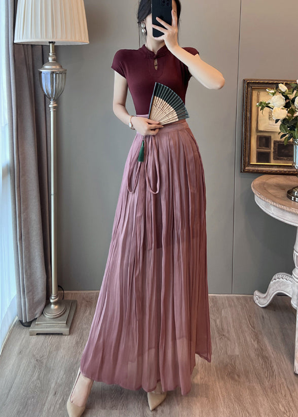 Ensemble deux pièces élégant robe et jupe à col mandarin mûre pour l'été - Urbann-Vibe