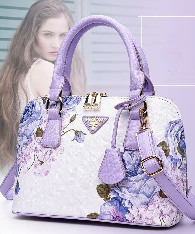 Sac fourre-tout élégant en similicuir violet jacquard solide et durable - Urbann-Vibe