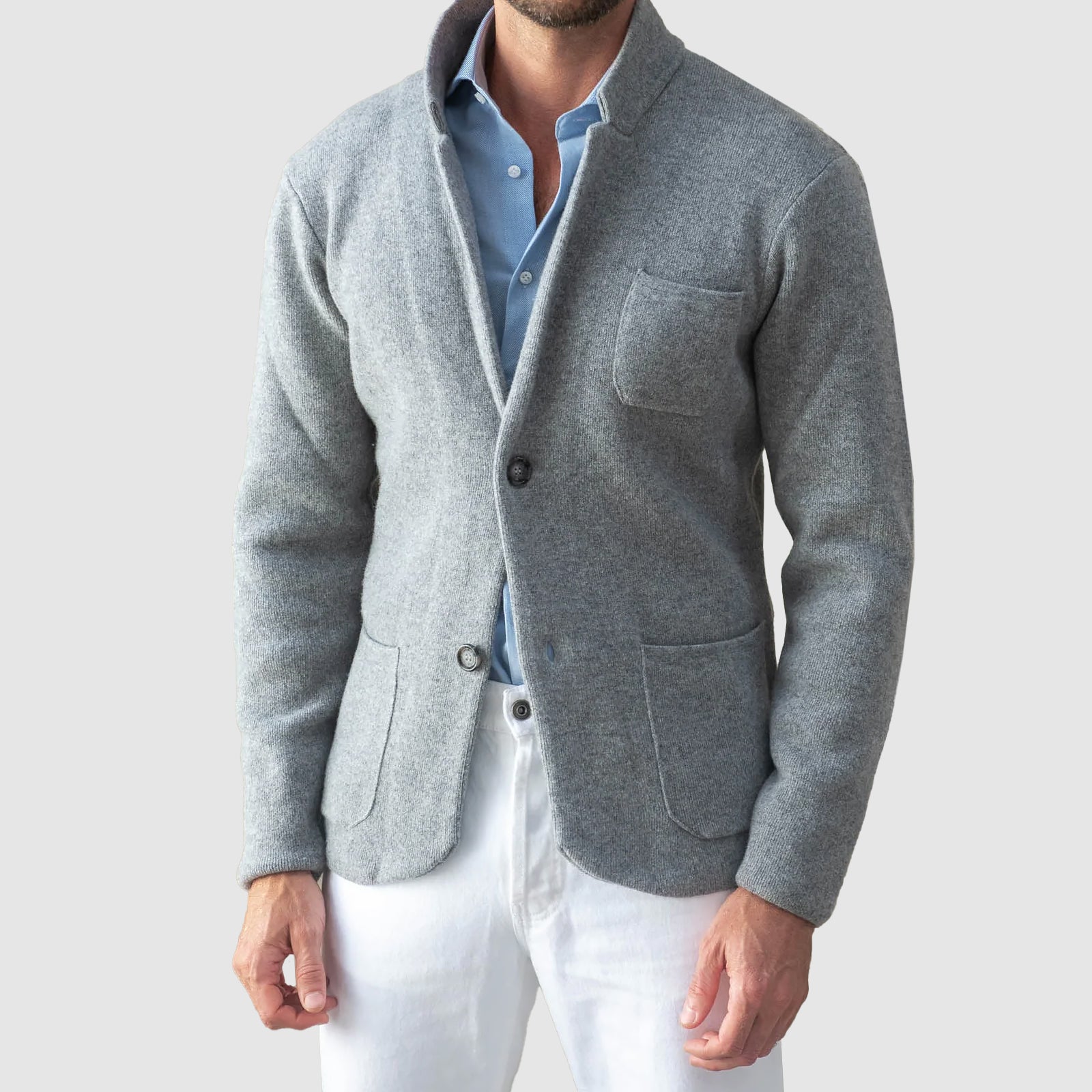 Felix Grant elegant knitted jacket two-button closure poly-blend professional tailored style