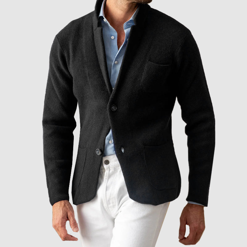 Felix Grant elegant knitted jacket two-button closure poly-blend professional tailored classic style
