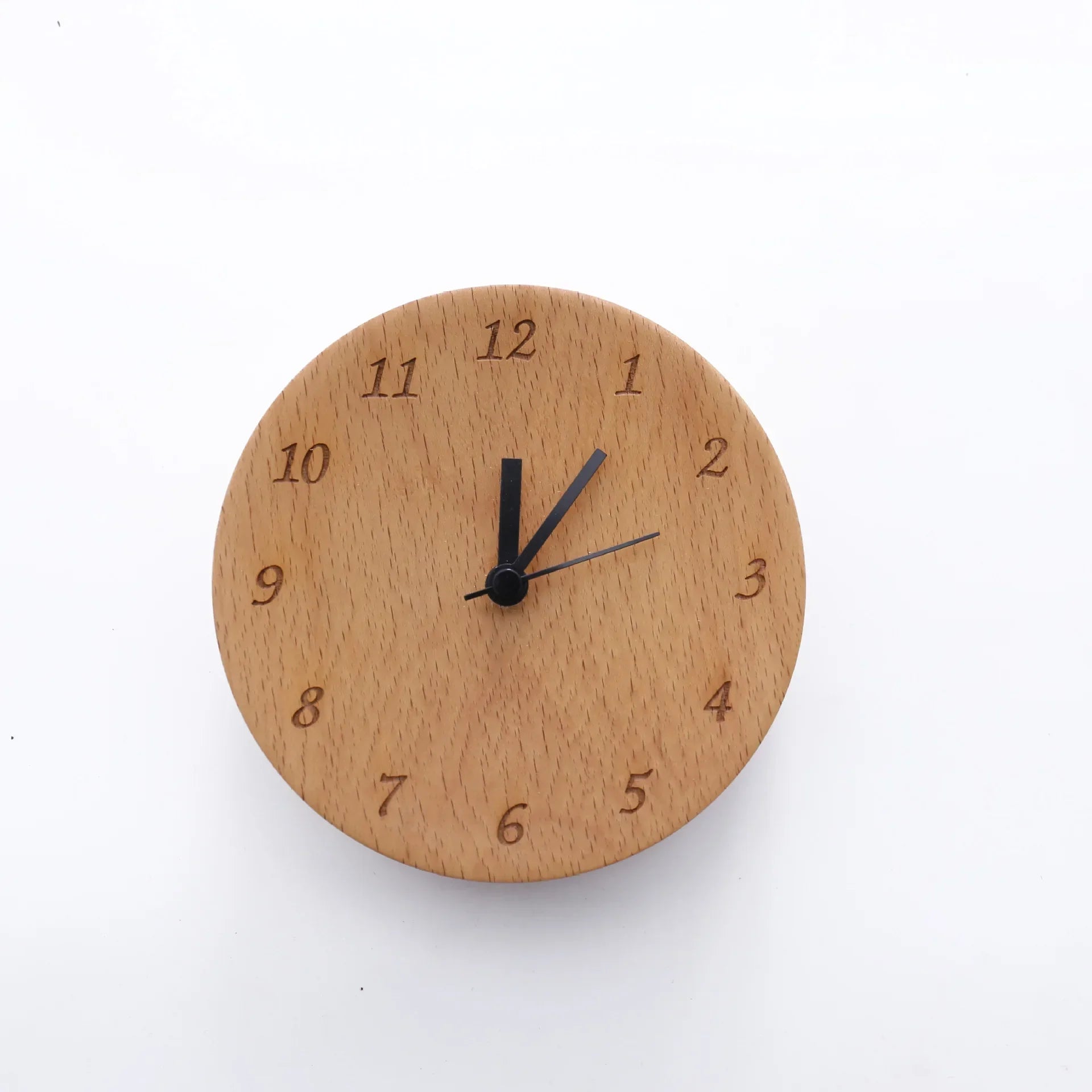 TIMBRIA minimalist beech wood alarm clock with silent sweep mechanism and natural grain finish