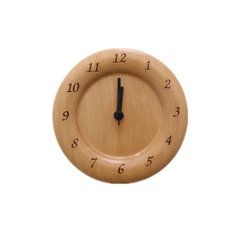 Minimalist beech wood alarm clock with silent sweep mechanism, natural grain warm finish