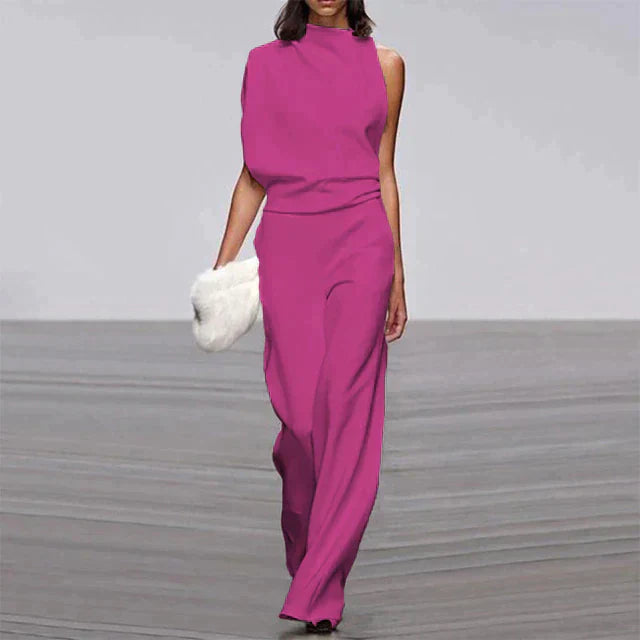Vivienne | Women's Sleeveless Wide Leg Jumpsuit Mock Neck Formal