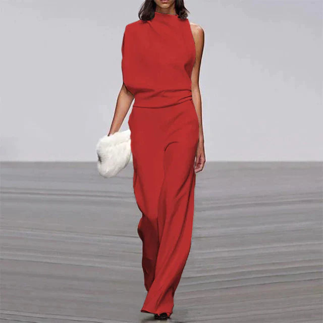 Vivienne | Women's Sleeveless Wide Leg Jumpsuit Mock Neck Formal