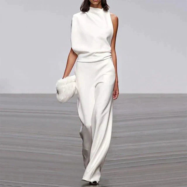 Vivienne | Women's Sleeveless Wide Leg Jumpsuit Mock Neck Formal