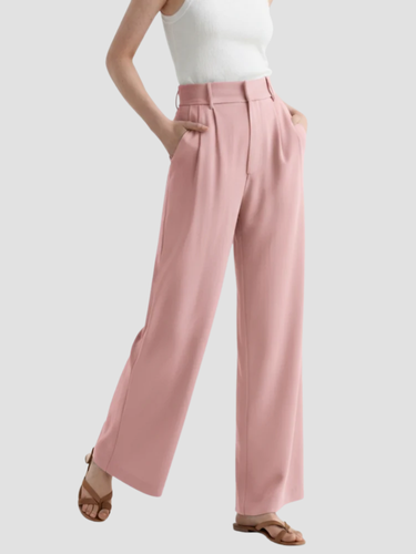 Women's high-waist wide leg dress pants tailored fit smooth woven fabric office professional style