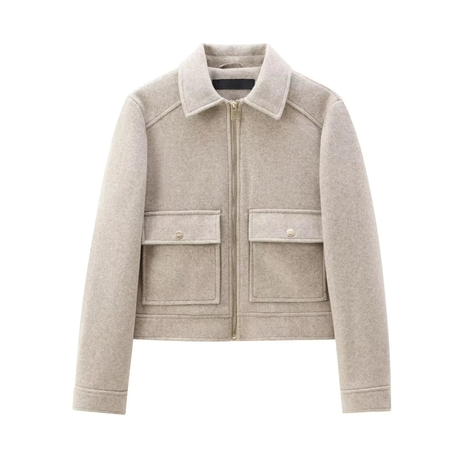 Women's winter zipper jacket in elegant cut with long sleeves, warm fabric, and practical pockets