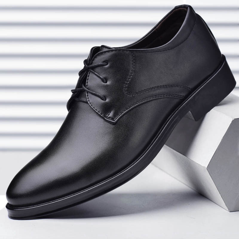 Men's brown elegant leather lace-up dress shoes with polished finish and classic formal silhouette