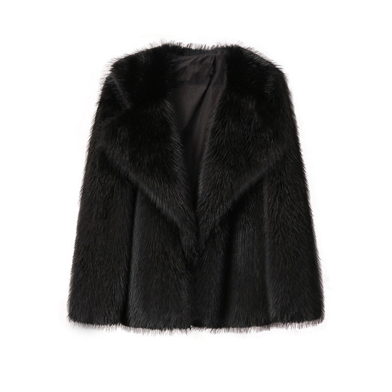 White faux fur jacket for women long sleeves vintage silhouette plush winter elegance