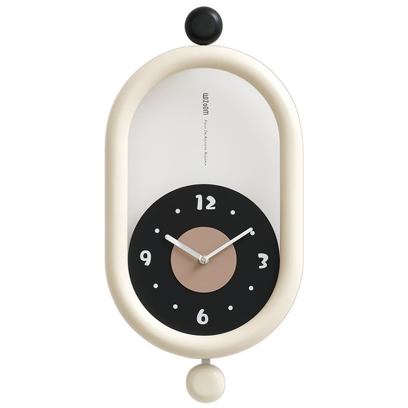 Minimalist oval wall clock with 3D sculptural surface and silent sweep movement for modern home decor