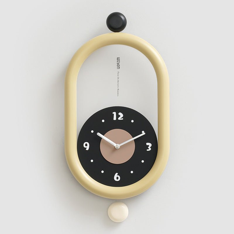 Minimalist oval wall clock 3D sculptural surface silent sweep movement modern home decor
