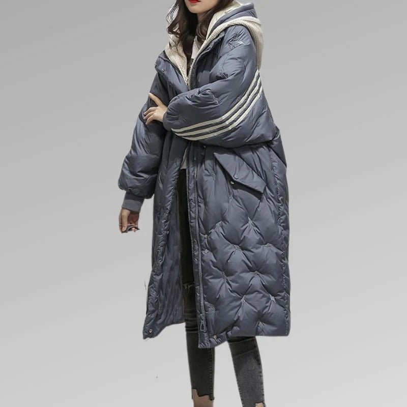 Women's premium insulated winter coat, flattering modern fit, elegant silhouette for cold days