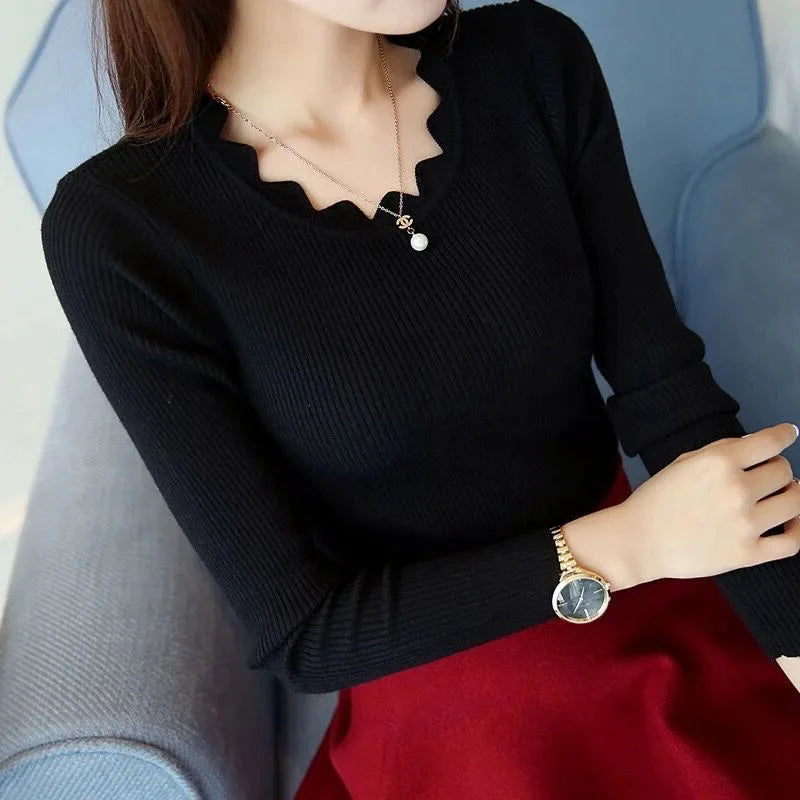 Women's crewneck sweater ultra-soft premium knit slim silhouette elegant office-ready winter style